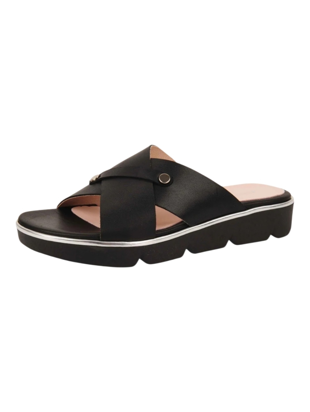Patricia Green Catalina Sport Sandal Black Leather Slide Platform Size 40 Made i